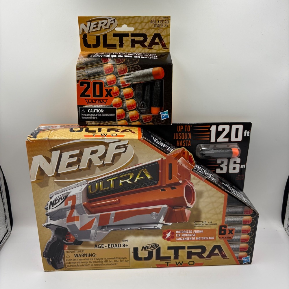 Nerf Ultra Two Blaster Bundle Kids Orange Good Motorized E7921 20ct Refill